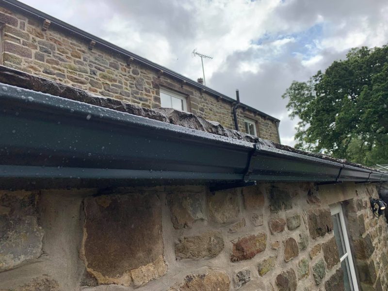 Aluminium seamless guttering installed on a house in Thornton-in-Craven, near Skipton, North Yorkshire