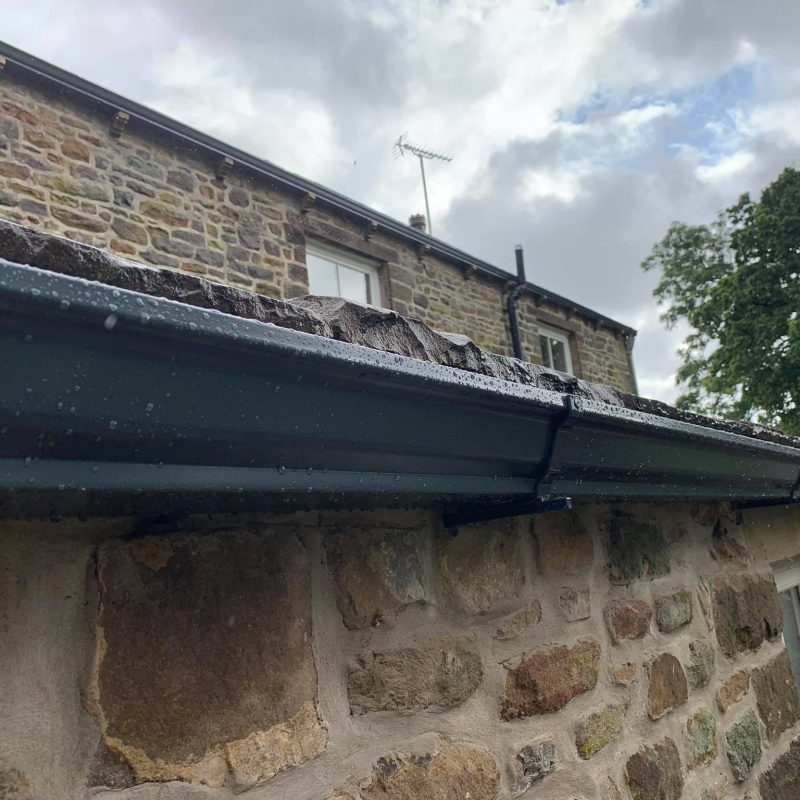 Aluminium seamless guttering installed on a house in Thornton-in-Craven, near Skipton, North Yorkshire