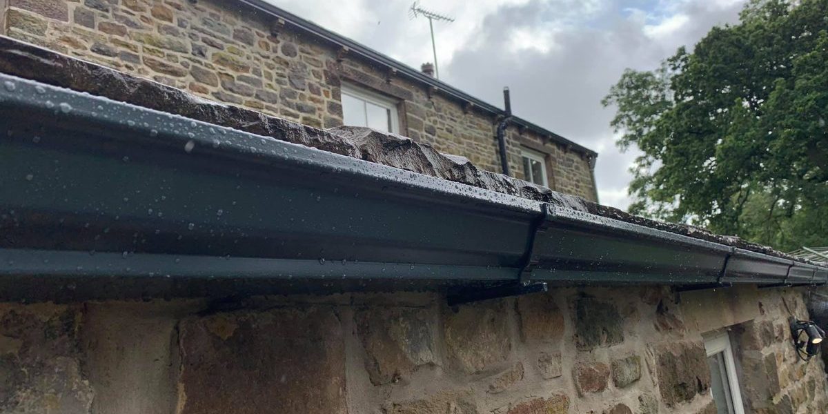 Aluminium seamless guttering installed on a house in Thornton-in-Craven, near Skipton, North Yorkshire