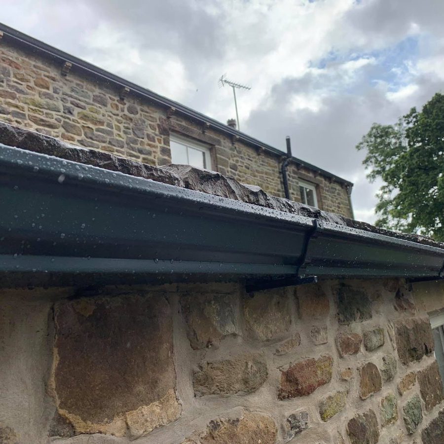 Aluminium seamless guttering installed on a house in Thornton-in-Craven, near Skipton, North Yorkshire