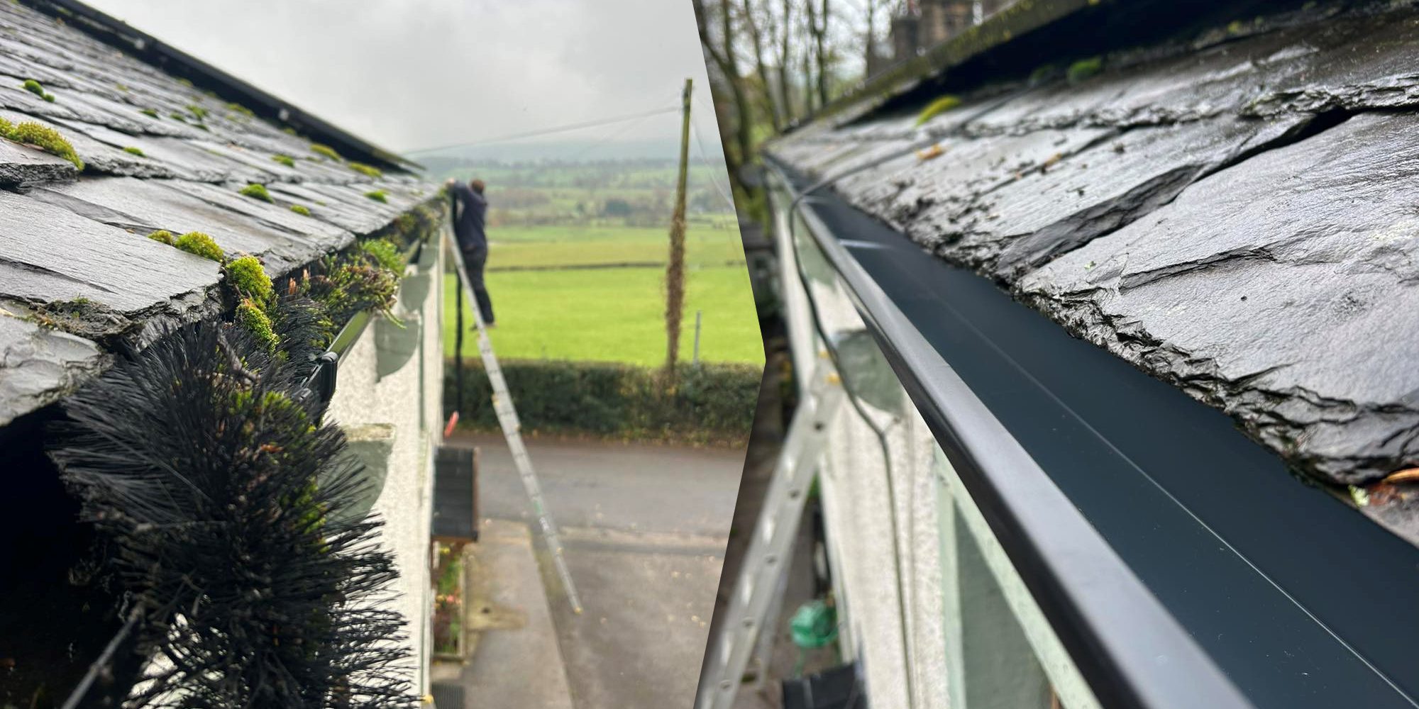 guttering replacement example before and after